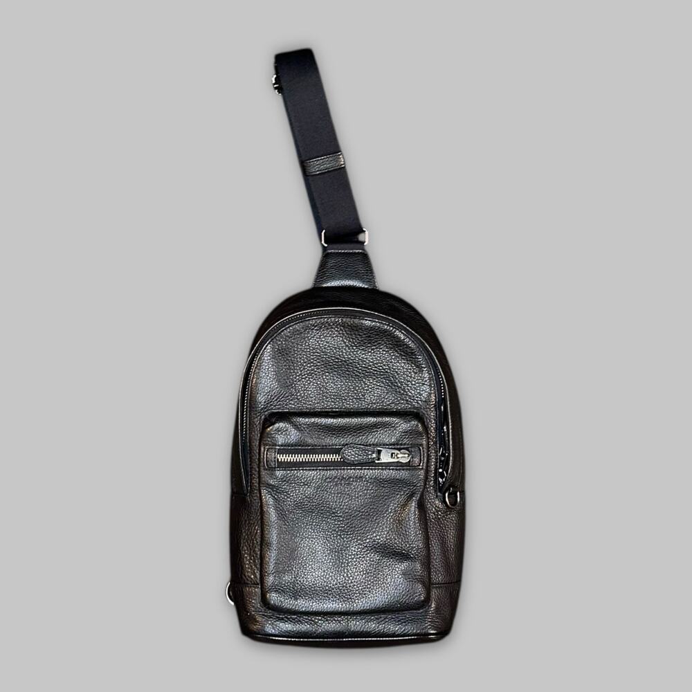 Coach West Pack Pebbled Leather Sling Bag – Black